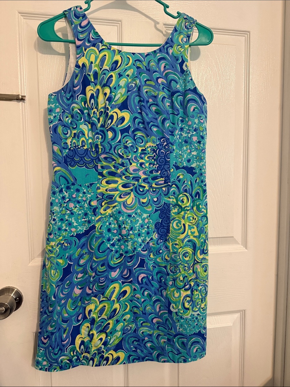 Lilly Pulitzer Teal, Blue & Lime Printed Shift Dress size 0